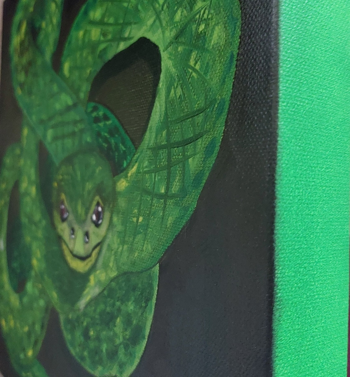 "GRÖN MAMBA"-Originalmålning i olja 30x30cm (12x12")