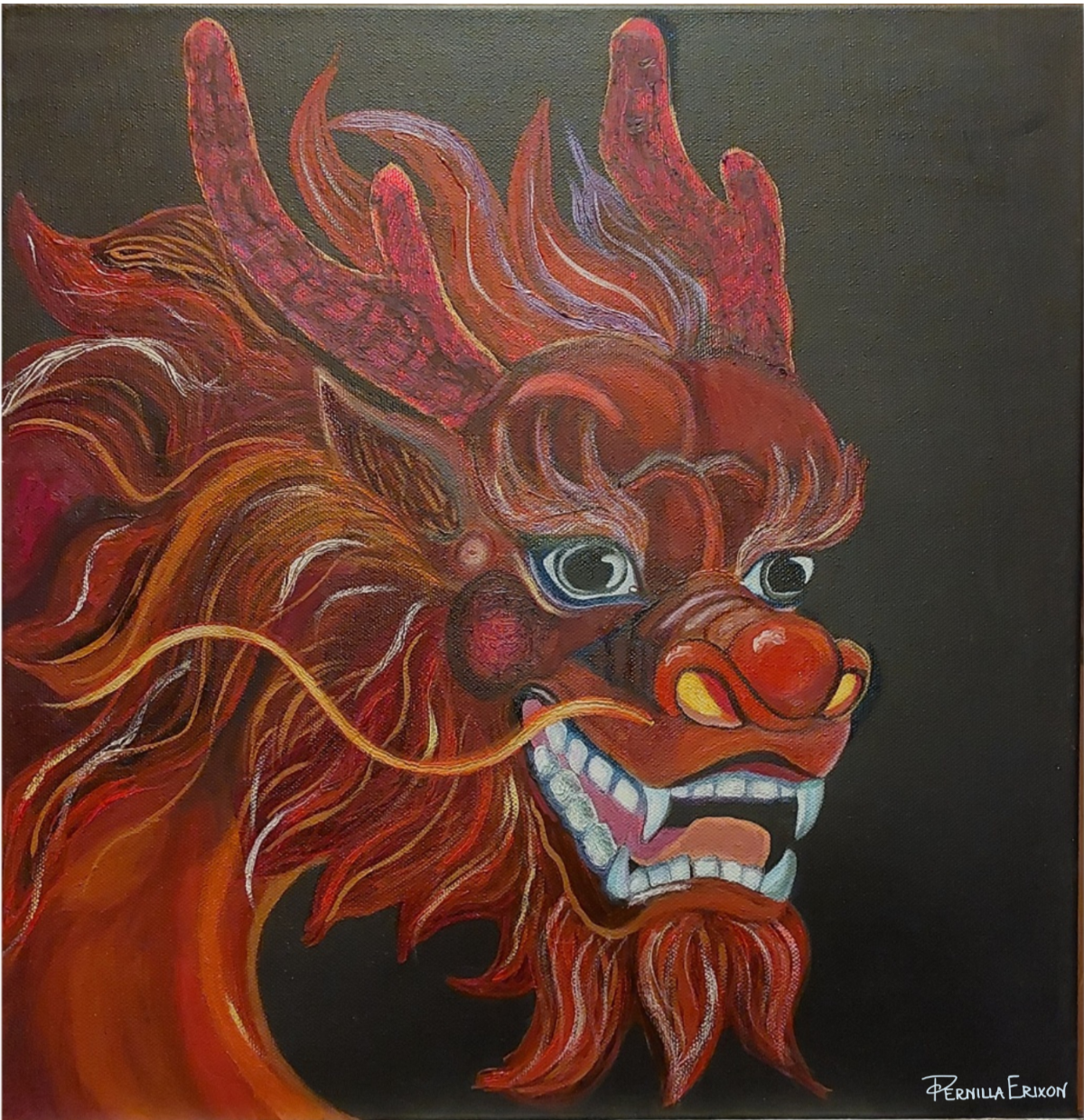 Whirlwind of blessings originaltavla Mixed media 40x40 cm (16x16")Drake, mytologi