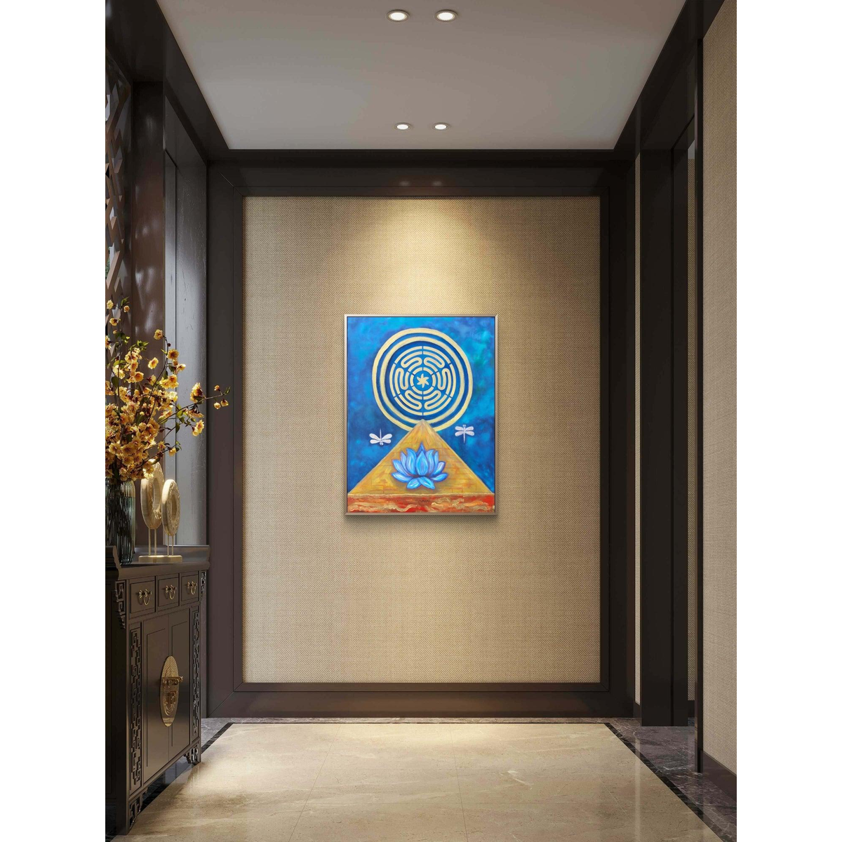 "BLÅ LOTUS"- Originalmålning i olja 60x80cm (24x32")"
