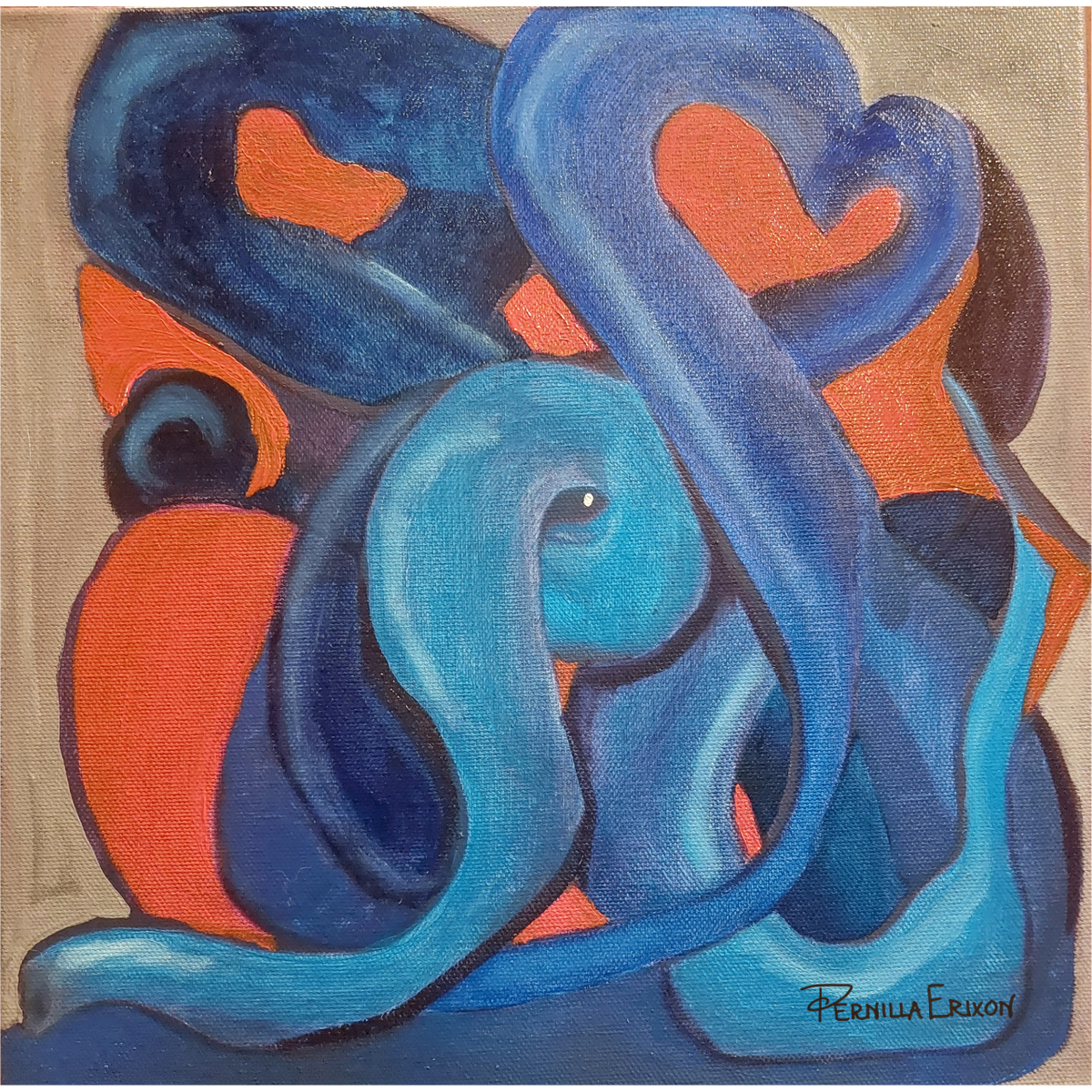 Elefant oljefärg 30x30 cm (12x12") Färgstark 