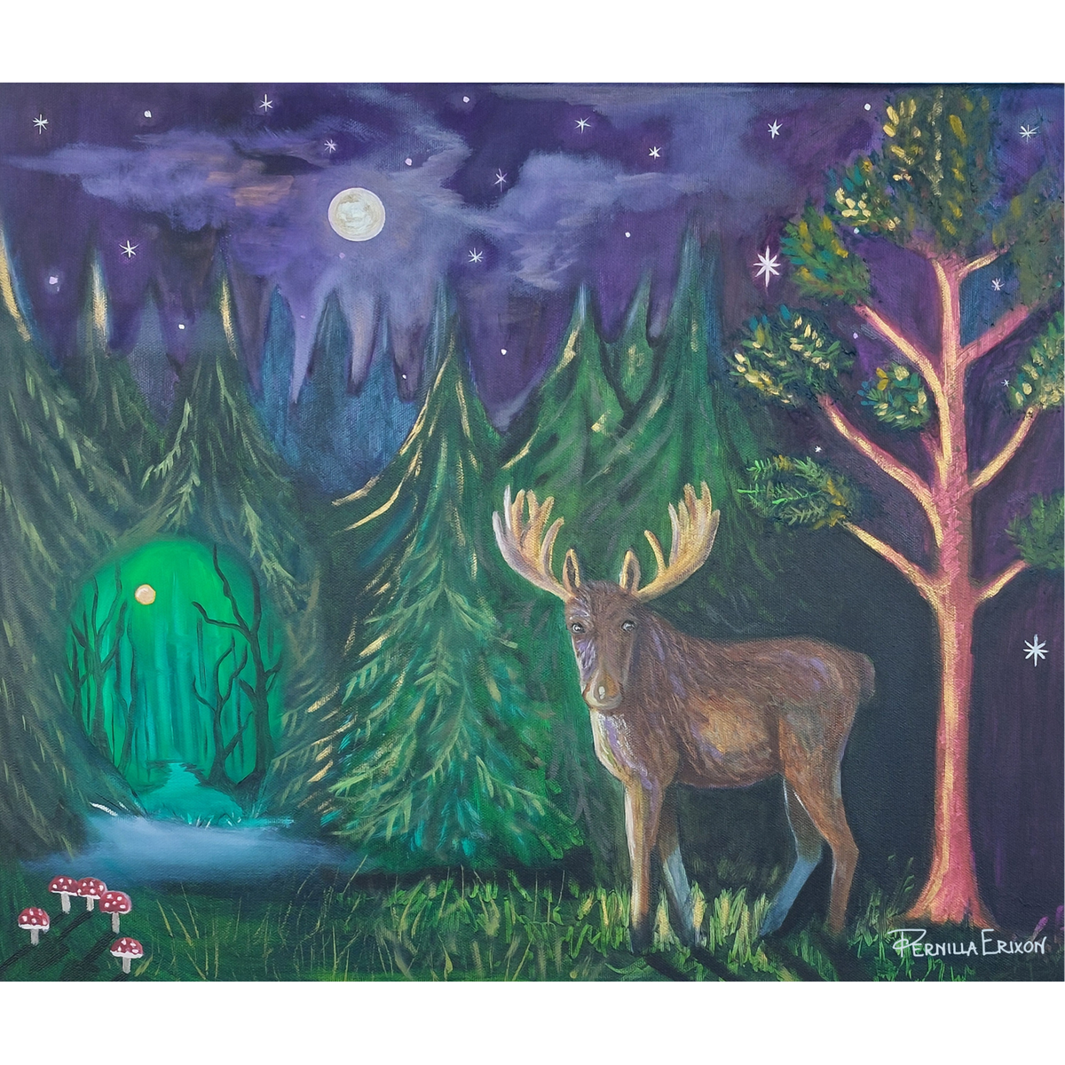 "ELVIS OCH PORTALEN" Oljemålning 45x55 cm (18×22")
