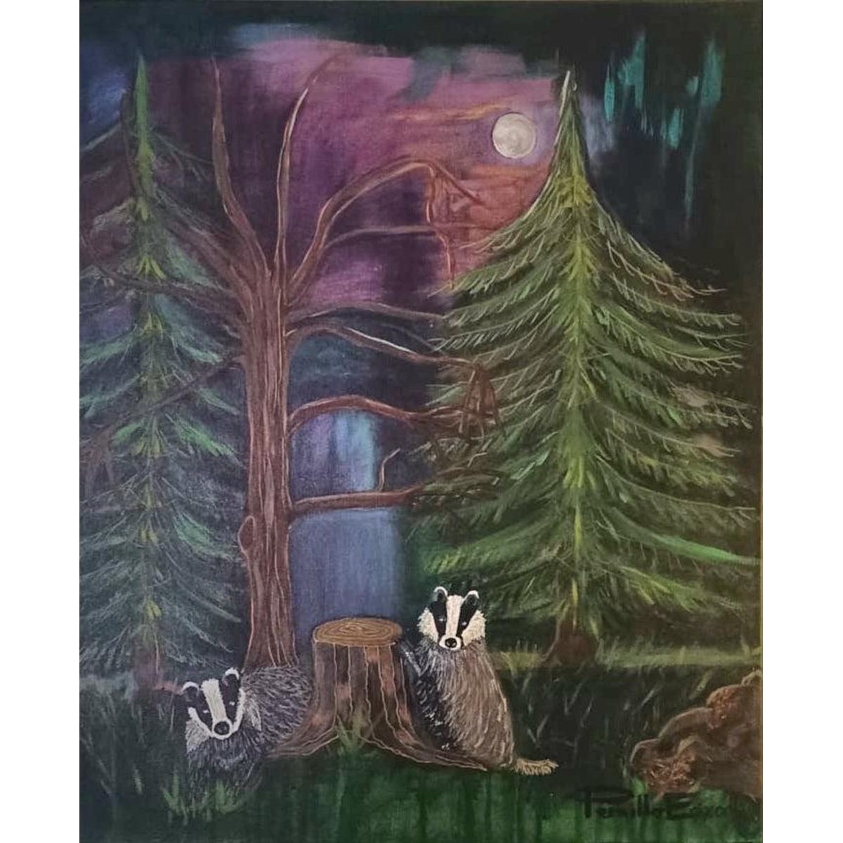 "GRÄVLINGAR"- originalmålning i blandteknik 55x61 cm (22x24,4")