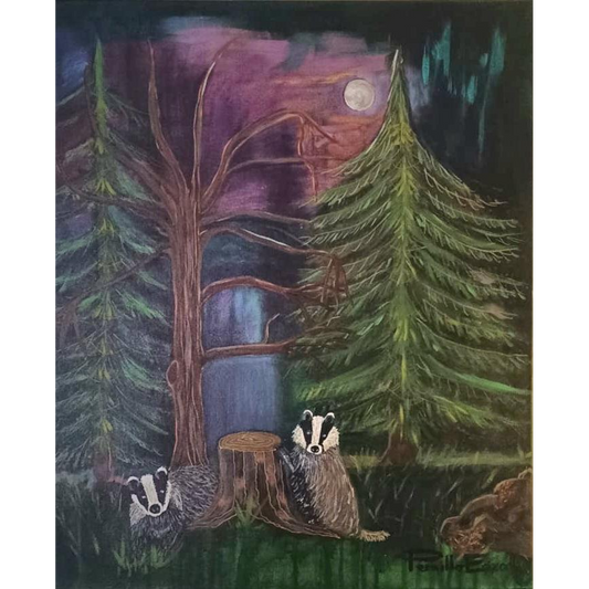 "GRÄVLINGAR"- originalmålning i blandteknik 55x61 cm (22x24,4")
