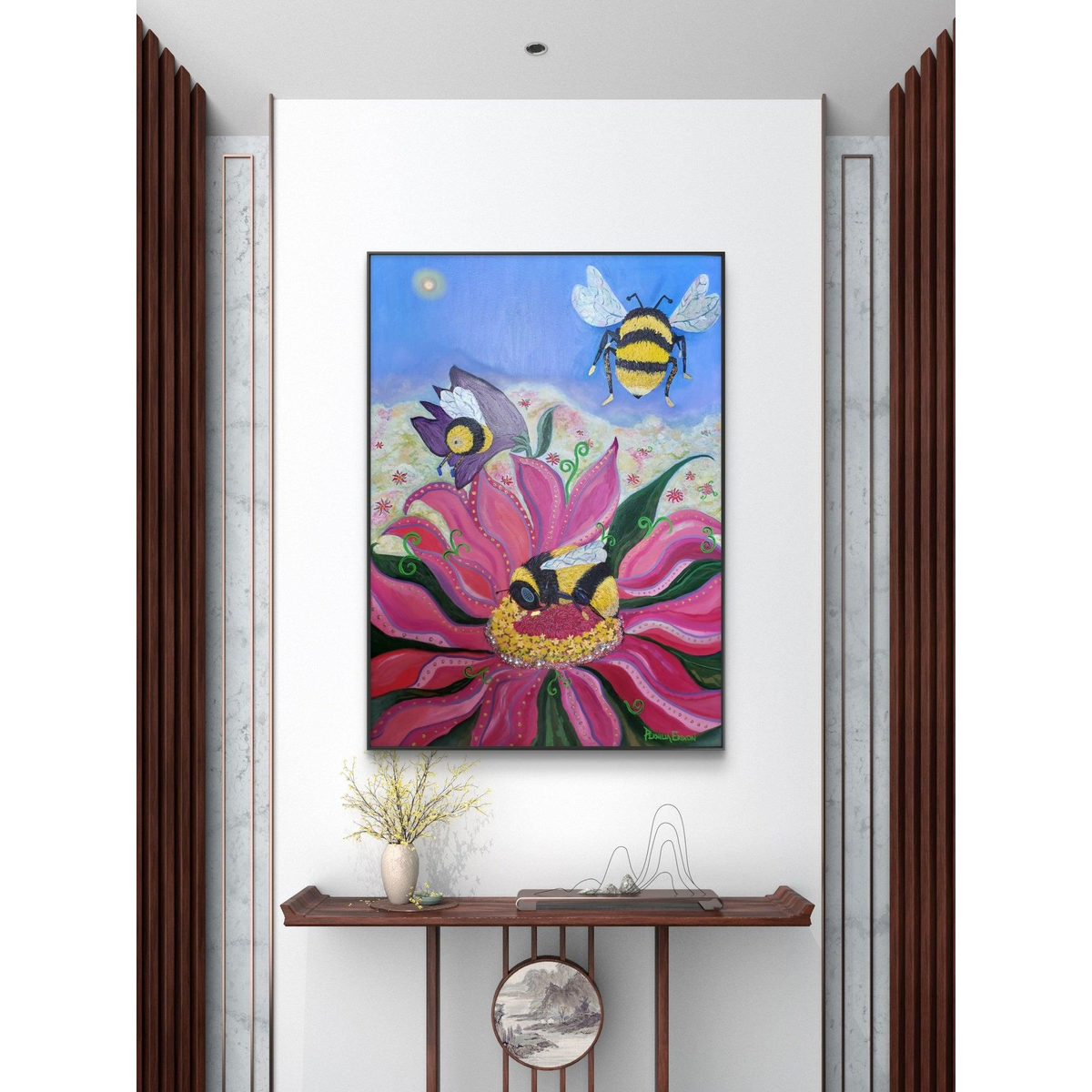"I BLOMMANS FAMN LADDAS SURRET"- Original målning 70x100 cm (28x40")