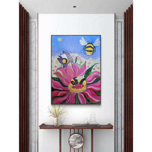 "I BLOMMANS FAMN LADDAS SURRET"- Original målning 70x100 cm (28x40")