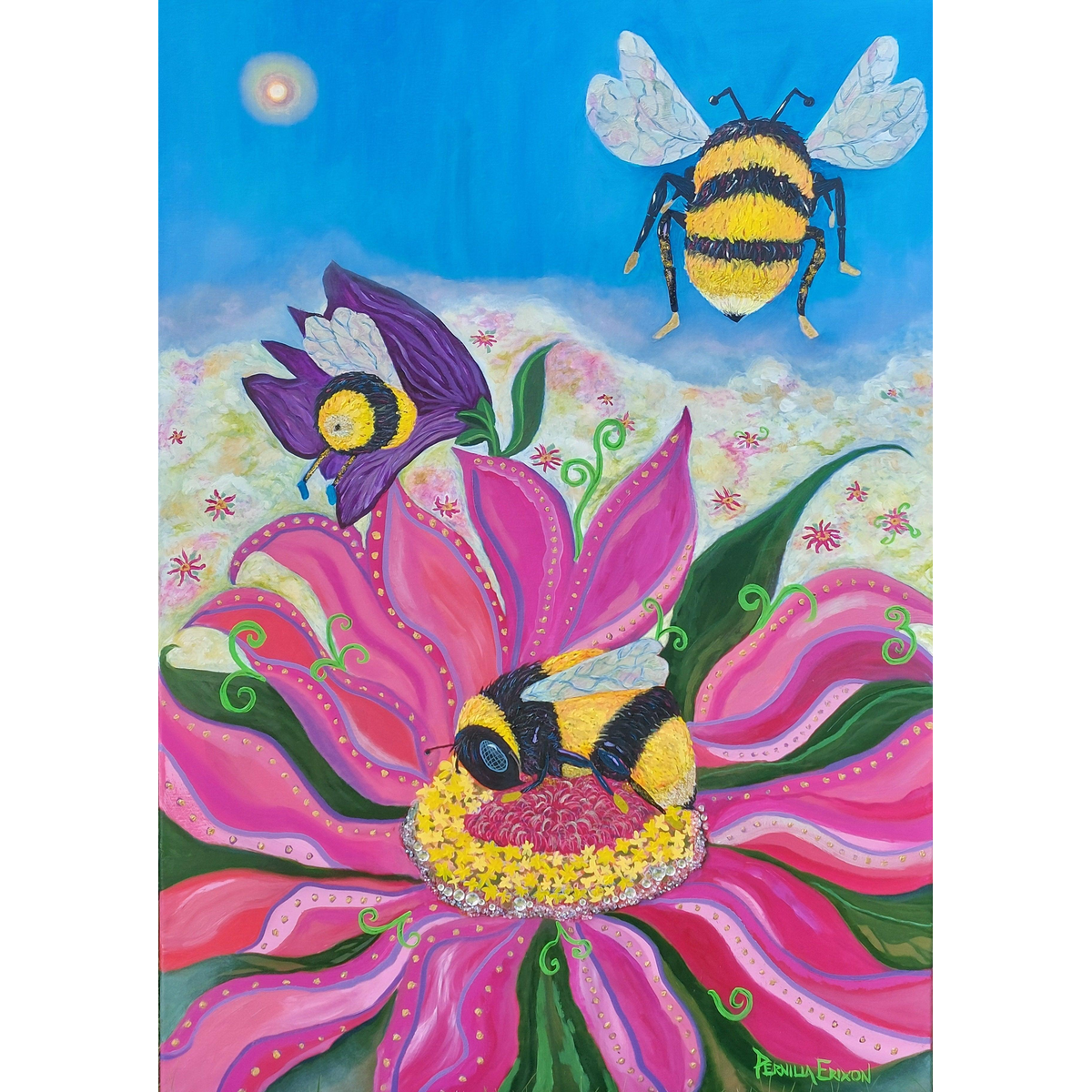 "I BLOMMANS FAMN LADDAS SURRET"- Original målning 70x100 cm (28x40")