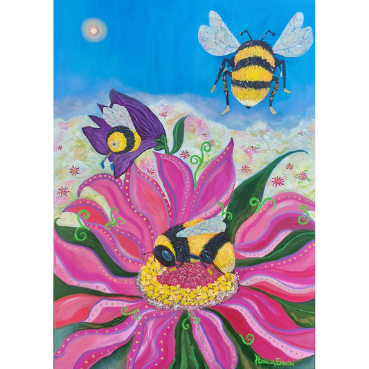 "I BLOMMANS FAMN LADDAS SURRET"- Original målning 70x100 cm (28x40")