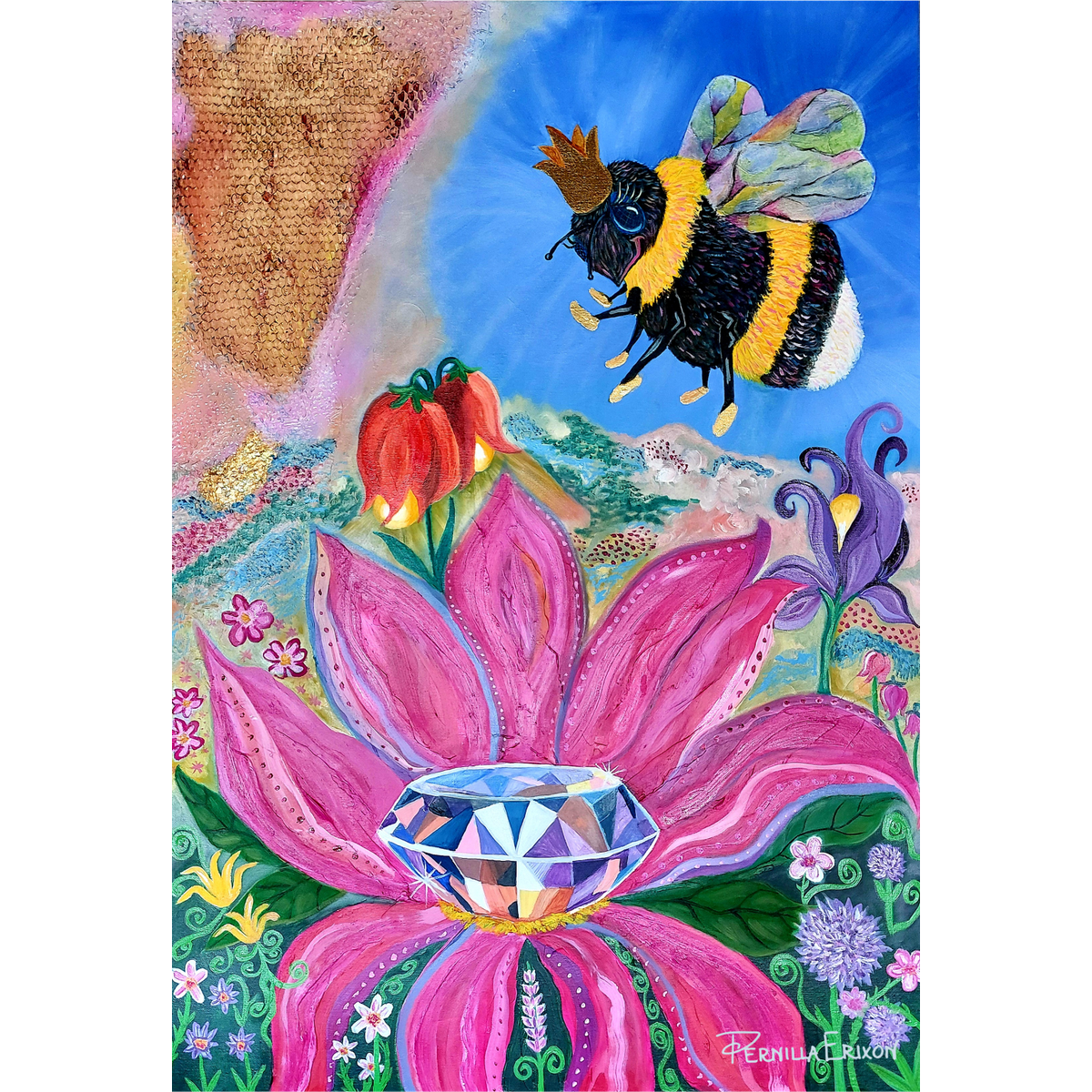 Ingenting är omöjligt Original mixed media 70x100 cm (28x40") Färgglad
