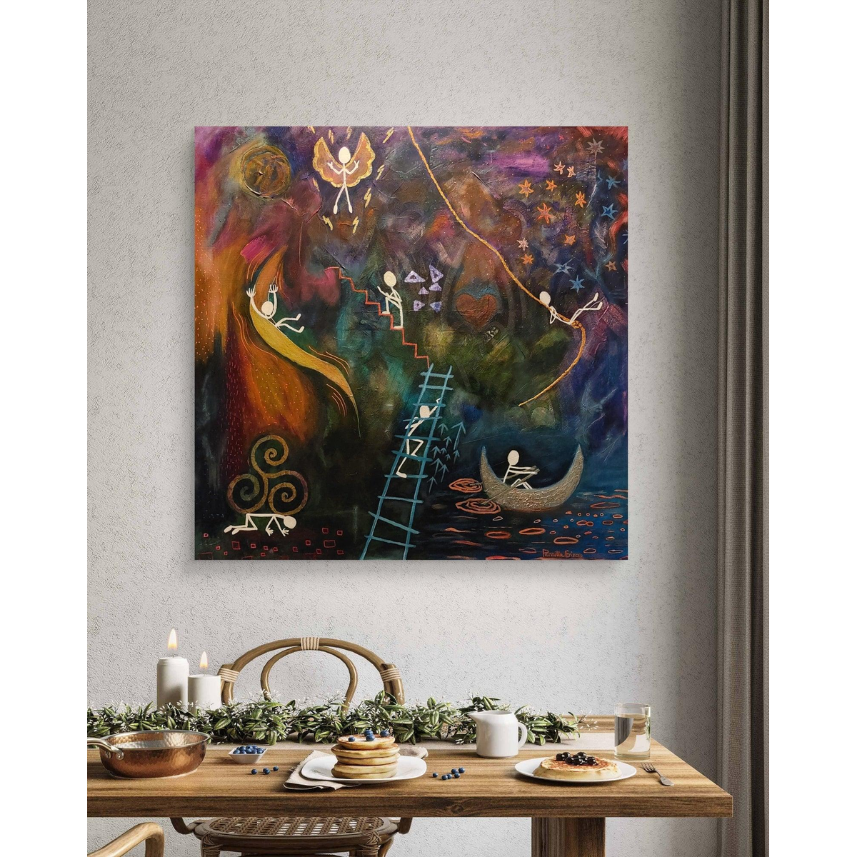 "LIVET" - Originalmålning i blandteknik 80x80cm (32x32")