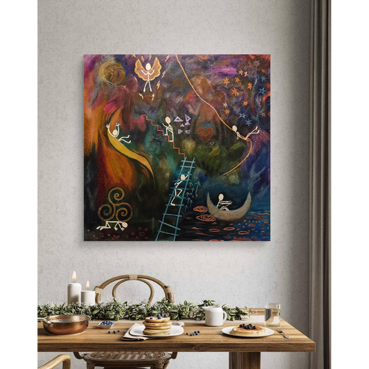 "LIVET" - Originalmålning i blandteknik 80x80cm (32x32")