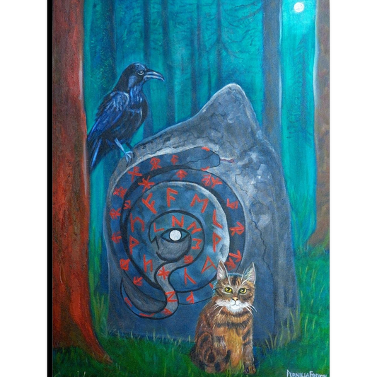 "RUNORNAS VÄKTARE"- Originalmålning i blandteknik 60x80 cm (24x32")
