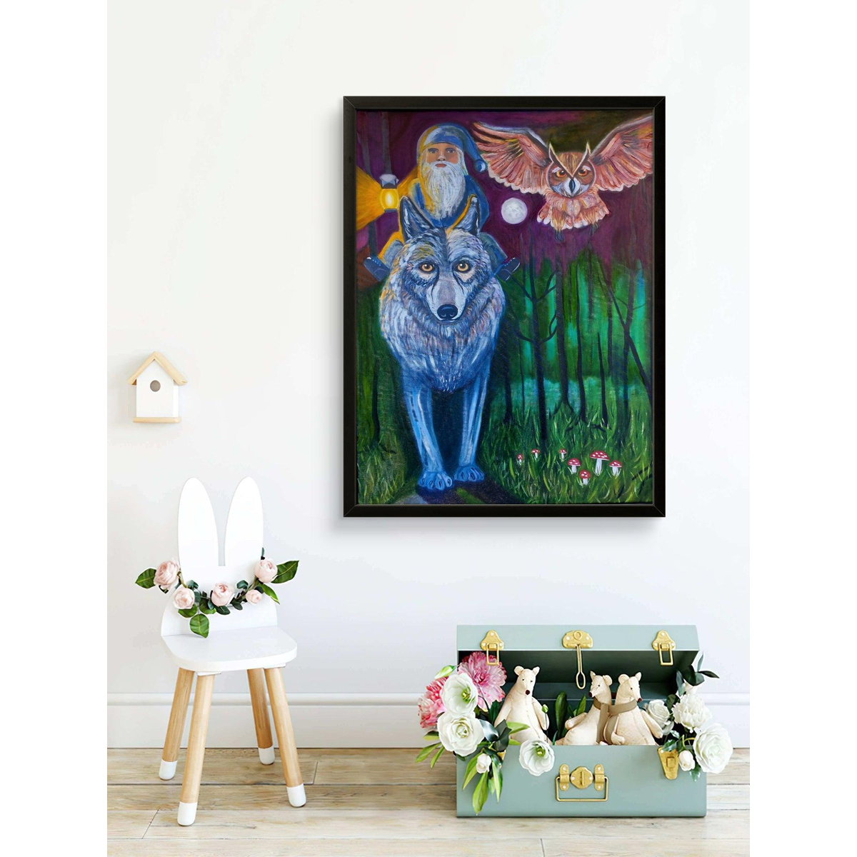 "TRE VÄNNER PÅ ÄVENTYR"- Hand förädlat canvastryck 60x80cm (24x32")