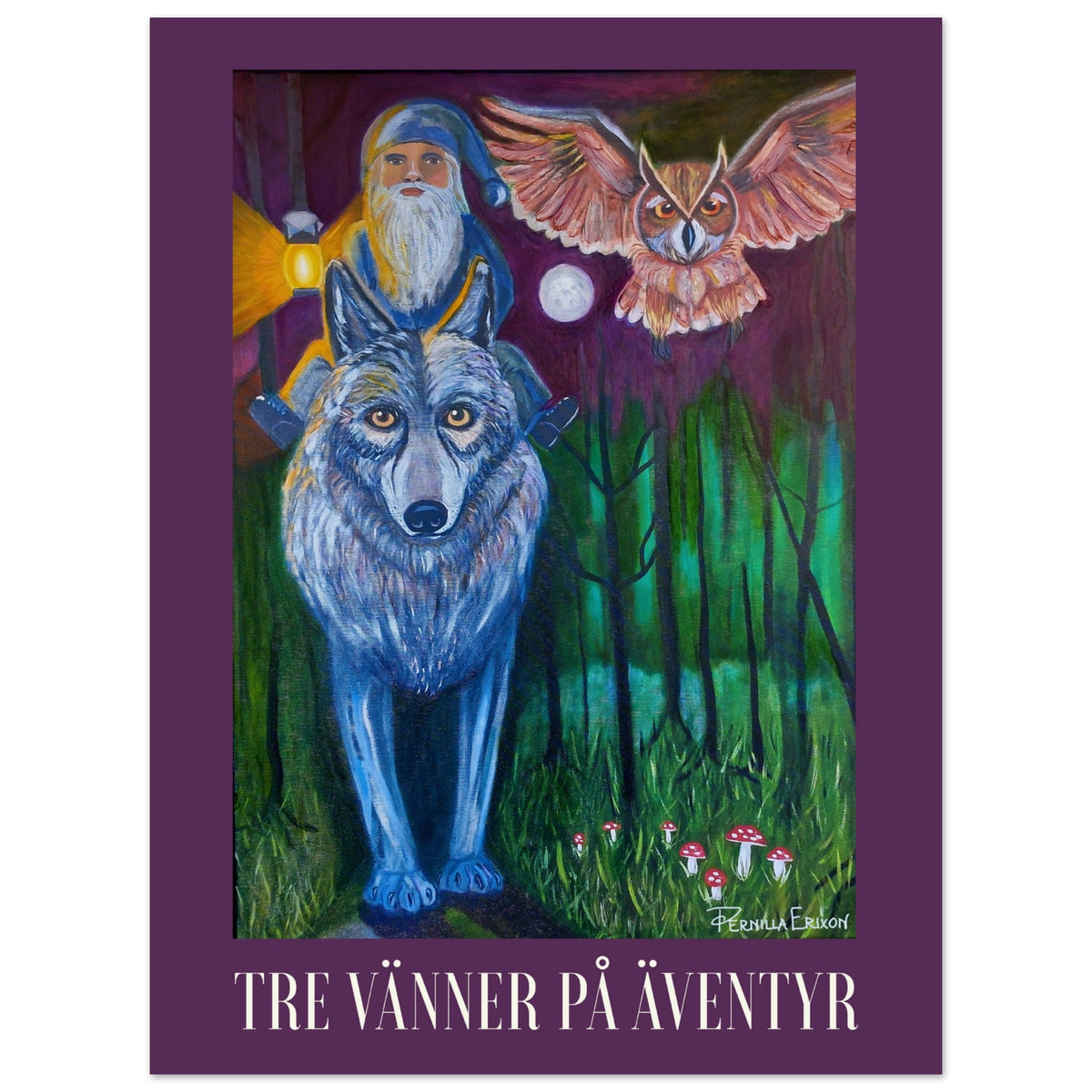 "TRE VÄNNER PÅ ÄVENTYR" 30x40 cm Konst Poster