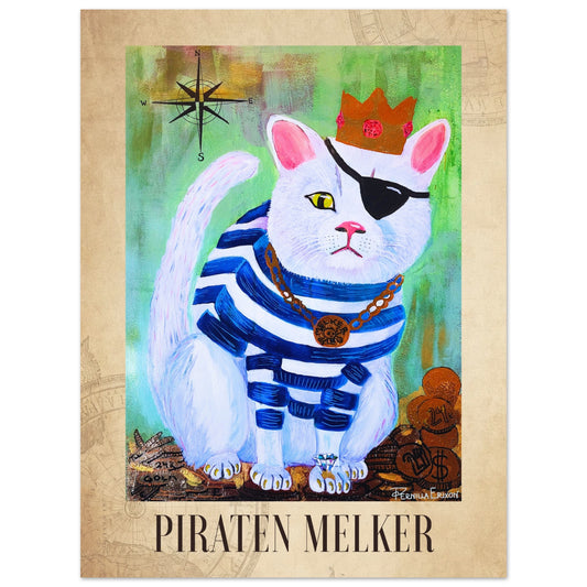 "PIRATEN MELKER" 30x40cm Konst Poster, Pernilla Erixon Art